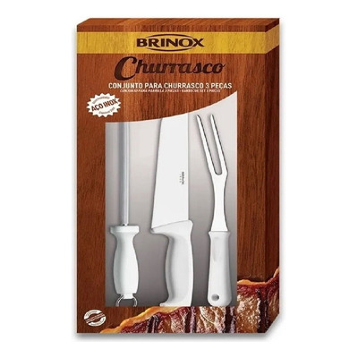 Conjunto Para Churrasco 3 Pçs 2554/102 Precision Brinox Inox