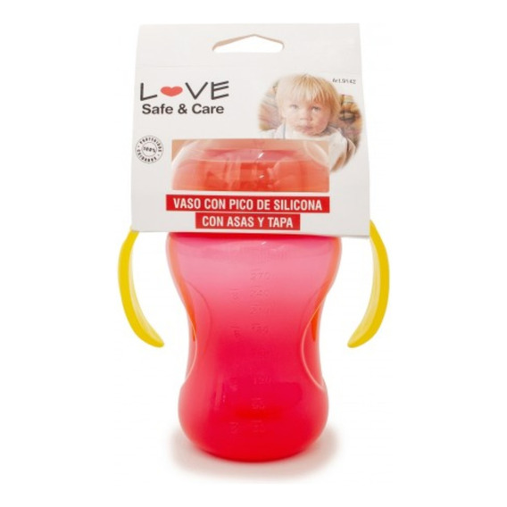 Vaso Con Pico De Silicona Asas Y Tapa 270ml Love 9142