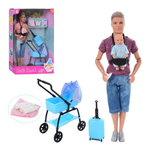 Muñeco Ken Con Bebe Coche Y Accesorios Defa Kevin 8369