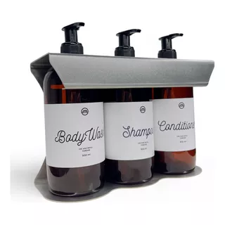 Set Dispenser Ducha Personalizado Shampoo Jabon - Acero Inox