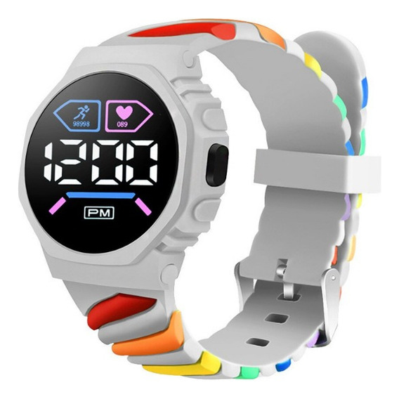 Reloj Digital Deportivo Led Para Niña Niño Arcoíris Silicona