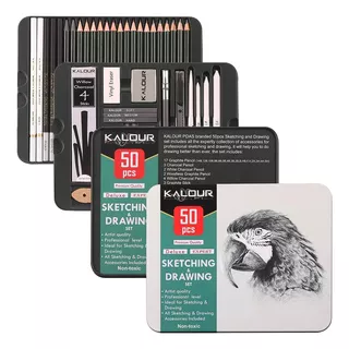 Kit 50 Peças Para Desenho Profissional De Lápis Arte Esboço