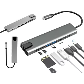 Hub Adaptador Usb Tipo C 8 En 1 Para Mac Macbook Win 