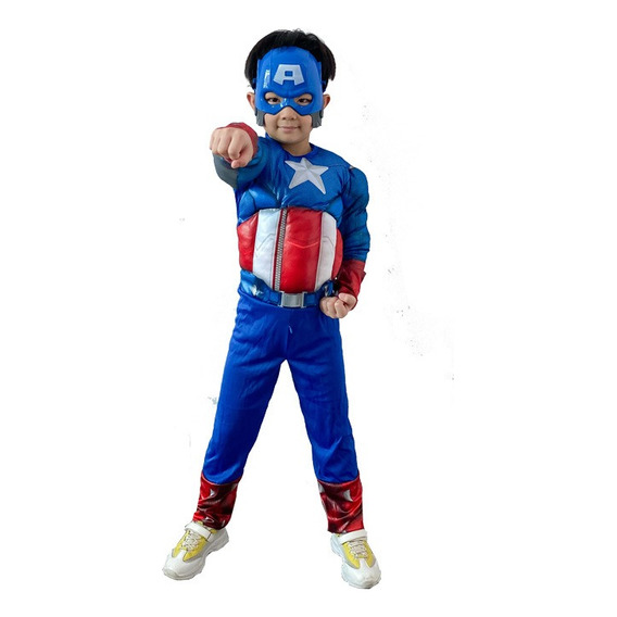 Ropa Infantil Capitán América + Máscara No Luminosa Difraz Infantil Capitan America Marvel
