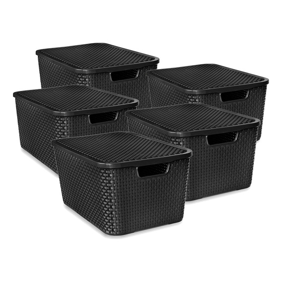 Caja Organizadora Plastica Organizador Simil Ratan 7 Lts X5