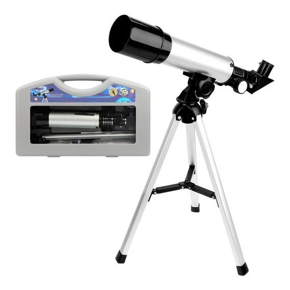 Telescopio Refractor Para Niños Astronomico F360x50 Tripode Color Plateado