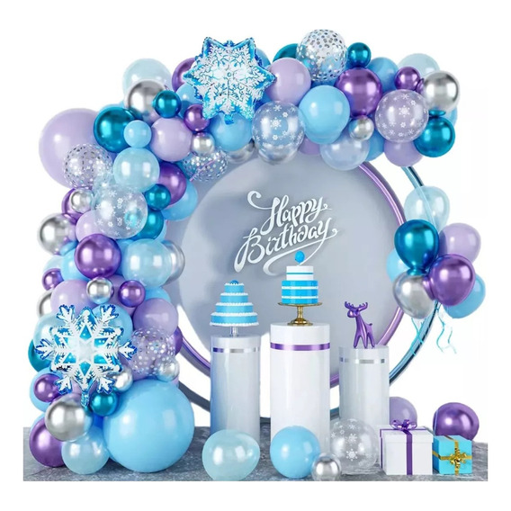 Kit Decoración Arcos De Globos Y Guirnalda Cumpleaños Frozen