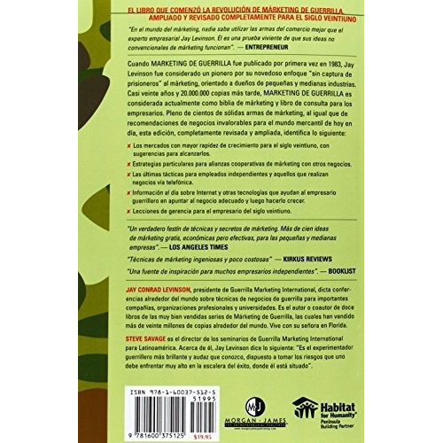 Marketing De Guerrilla (spanish Edition), De Jay Rad Levinson, Steve Savage. Editorial Morgan James Publishing, Tapa Blanda En Español, 2009