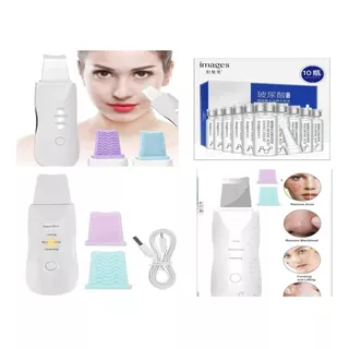 Limpiador Facial Ultrasonico Skin Scrubber+ 10 Acido Hialuro