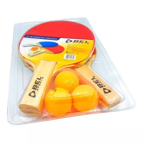 Kit Ping-Pong 2 Raquetes + 3 Bolinhas Bel