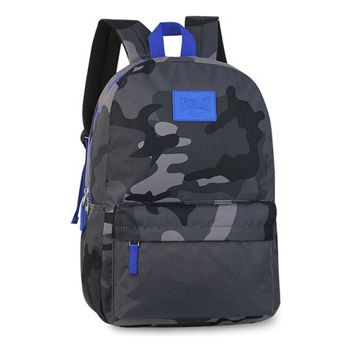 Mochila 17 PuLG Espalda Everlast 27169 - Camuflada Negra Color Azul Diseño de la tela Liso