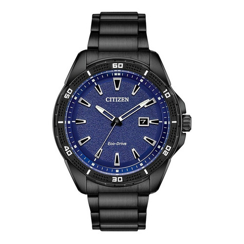 Reloj Citizen Ecodrive Negro/azul Original Hombre E-watch Color de la correa Negro Color del bisel Negro Color del fondo Azul