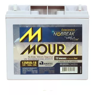 Bateria Estacionária Nobreak Alarme 18ah 12v Moura