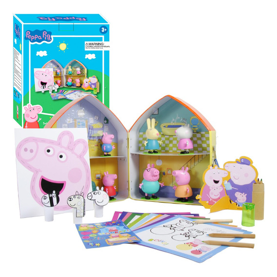 Peppa Pig 6 Figuras De Juguete + Casa Peppa + Manualidades