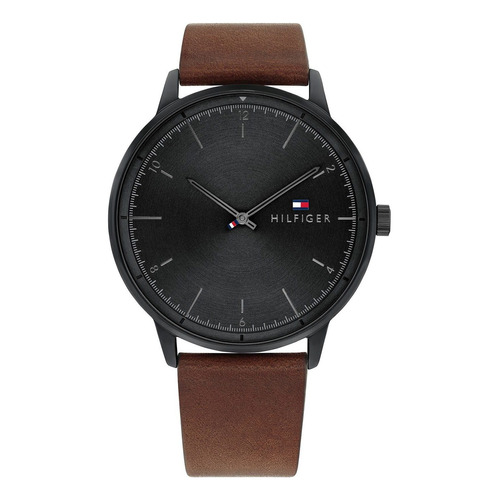 Reloj Tommy Hilfiger Hendrix Para Hombre 1791876 Color de la malla Marrón oscuro Color del bisel Negro Color del fondo Negro