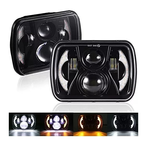 Par Faro Led Cuadrado 5x7 Focos Haz Drl Nissan Jeep Cherokee