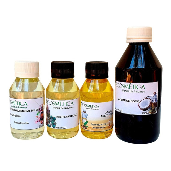 Aceites Vegetales Coco+ricino+almendras+jojoba