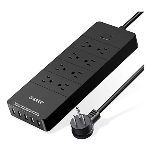 Protector de sobretensiones de regleta - 8 tomacorrientes y 3 puertos USB y  1 puerto USB-C, 1700 julios, cable de alimentación de 6 pies, enchufe