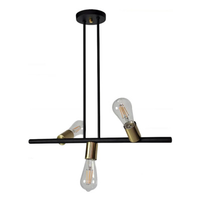 Lampara De Techo Barra 3 Luces Negro Con Oro E27 Apto Led Negro - Cap Oro