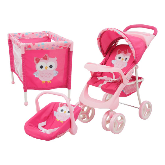 Kit Coche Muñeca De Juguete Niña Bebesit + Cuna + Porta Bebe