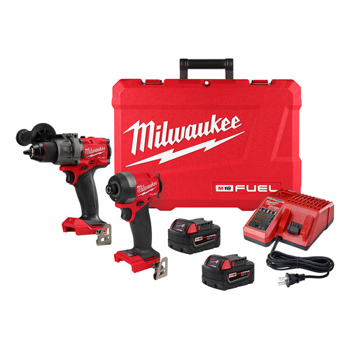 Combo Milwaukee Rotomartillo Atornillador Fuel 3697-22 Color Rojo