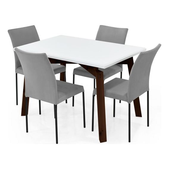 Set De Comedor Irlanda 4p + Silla Ibiza Tela Color Gris