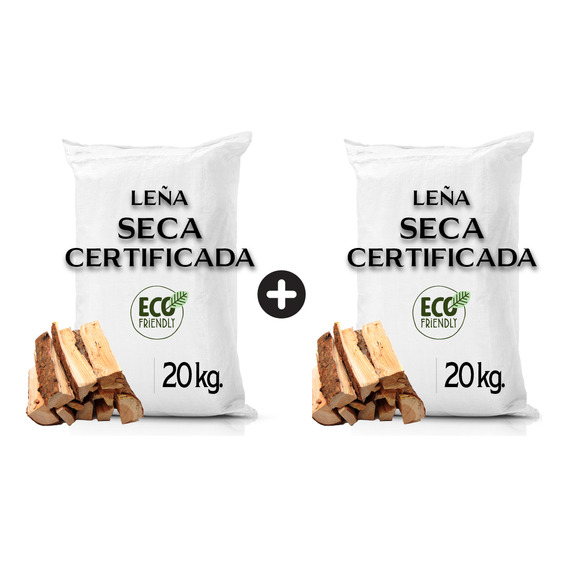 2 Sacos De Leña Eucaliptus Seca Certificada 40 Kg. Aprox.