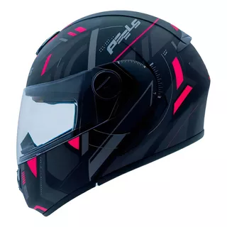 Capacete Articulado Peels Urb2 Robocop Diversos Gráficos Cor Preto Rosa Fosco 58