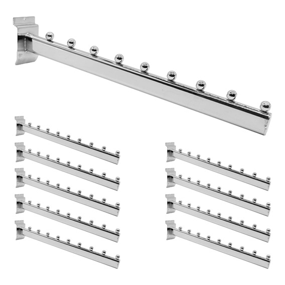 Cascada De 9 Balines Cromada Para Panel Ranurado 10 Piezas