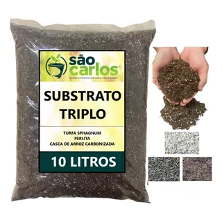 Substrato Triplo 10l - Perlita Turfa Casca Arroz Carbonizada