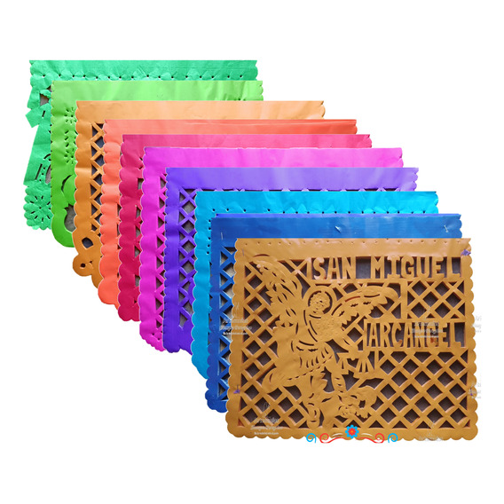 40 Tiras De Papel Picado Plastico Personalizados Multicolor