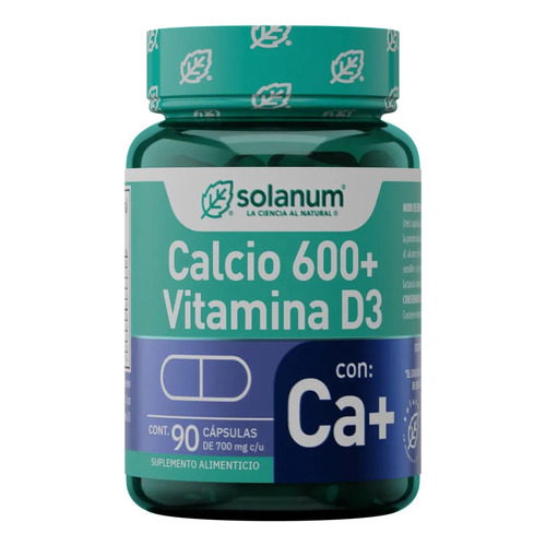 Solanum Calcio 600 + Vitamina D3 90 Caps De 700mg Sfn Sabor Sin sabor