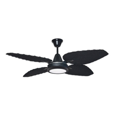 Ventilador De Techo Siena Negro Palas Rattan Con Led 18w