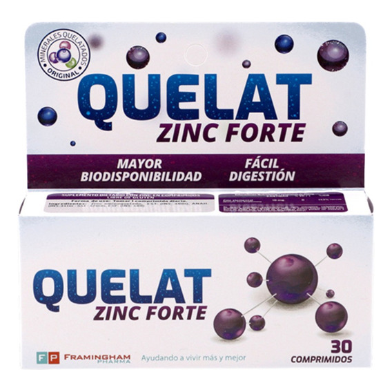 Quelat Zinc Forte Minerales Aminoquelados Suplemento X 30