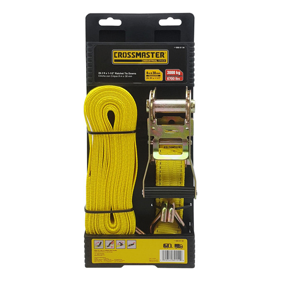 Cincha Cinta Con Crique 8m X 38mm 3000kg Crossmaster 9980154 Color Amarillo