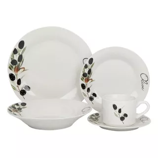 Juego De Vajilla Porcelana 30 Pzas Olive Color Blanco