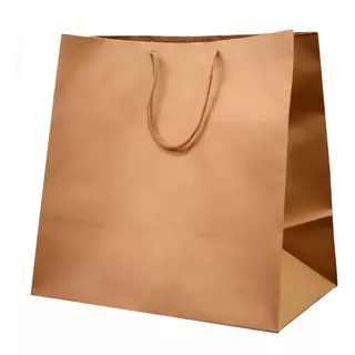 10 Sacolas De Papel Kraft Grande Alça Cordão