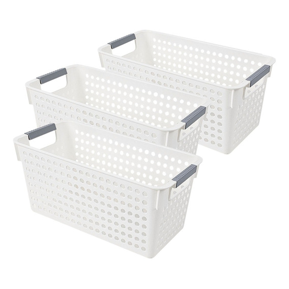 Caja Cesto Canasto Organizador Angosto Mediano Cocina Set X3