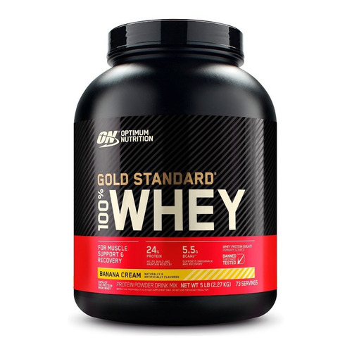 Suplemento en polvo Optimum Nutrition  Proteína Gold Standard 100% Whey proteína sabor banana cream en pote de 2.27kg