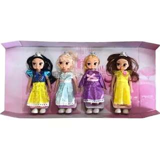 Muñeca Set De 4 Muñequitas Princesas Fashion Mini