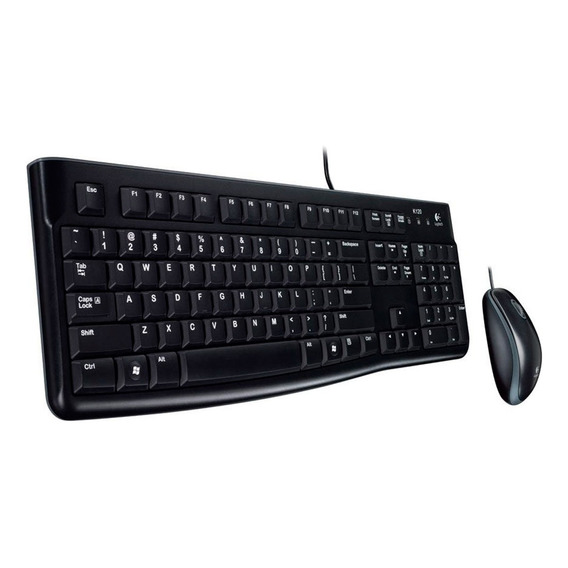 Kit de teclado y mouse Logitech MK120 Español Latinoamérica de color negro