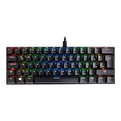 Teclado gamer VSG Mintaka QWERTY español latinoamérica color negro con luz RGB