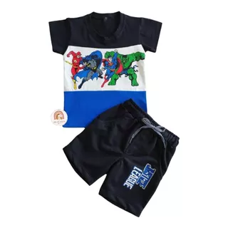 Conjunto Bermuda Bebe Niño Superheroes