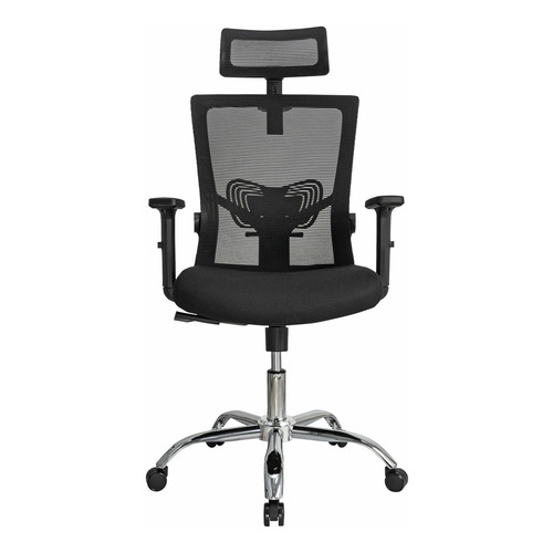 Silla Oficina Ergonómica Con Apoyo Lumbar Brazos Ajustables Color Negro