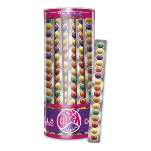 Gumballs Chicles Redondos Frutales Caja X24 Tiras De 16u