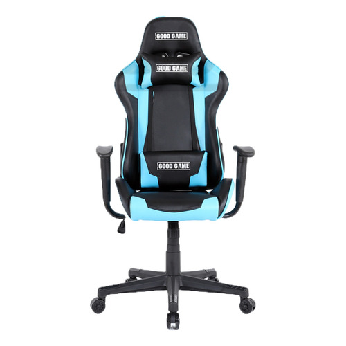 Silla de escritorio Good Game Pro ergonómica  negra y turquesa con tapizado de cuero sintético