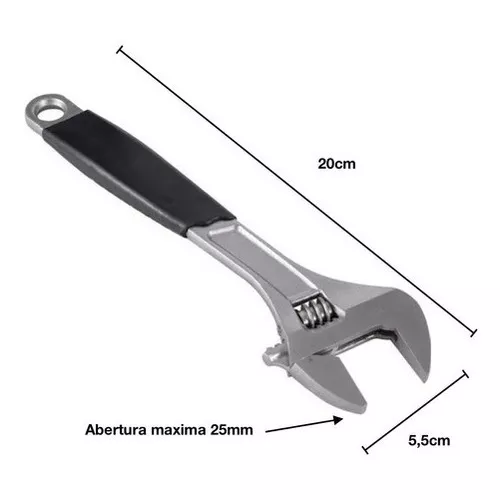 SENRISE Chave inglesa ajustável, chave de reparo universal resistente, com  alça macia e mandíbula extra larga de 50 mm, preta, 265 mm de comprimento