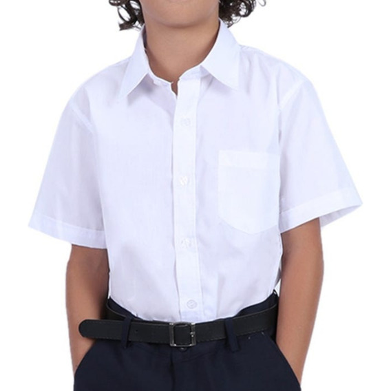 Camisa Escolar Manga Corta Blanca Vestir Infantil Niños