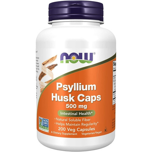 Now Foods Dietético Psyllium Husk Cáscaras Fibra 500mg 200vegcaps Sin sabor