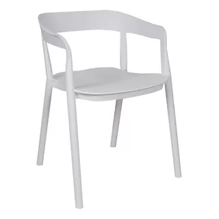 Silla Evoque De Comedor Cocina Con Apoyabrazos De Plástico Reforzado Apilable Color De La Estructura Blanco Marca Makom